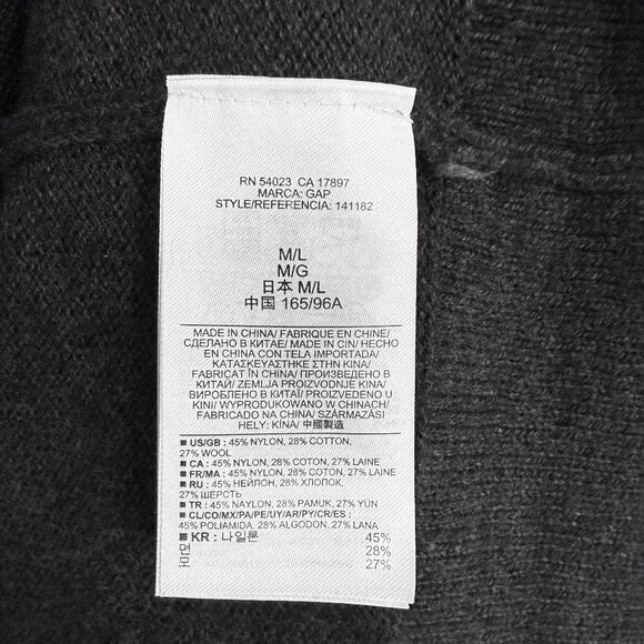 Gap Wool Blend longline cardigan / sweater robe Dark Charcoal Heather Grey M/L - Picture 9 of 10